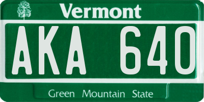 VT license plate AKA640