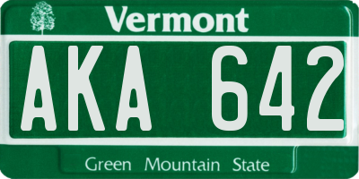 VT license plate AKA642
