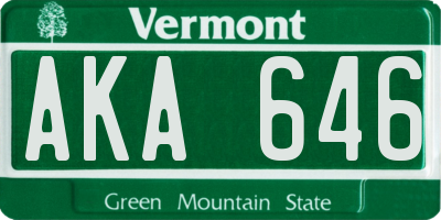 VT license plate AKA646