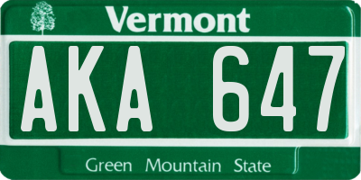 VT license plate AKA647