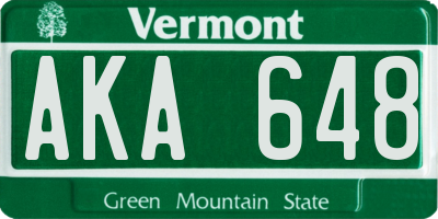 VT license plate AKA648