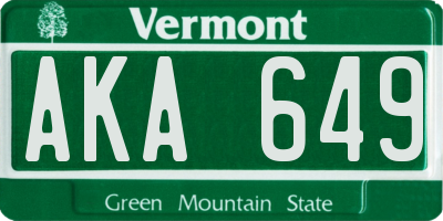 VT license plate AKA649