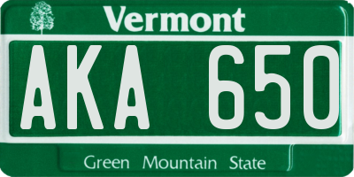 VT license plate AKA650
