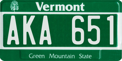 VT license plate AKA651