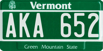 VT license plate AKA652