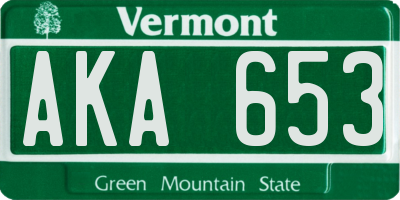 VT license plate AKA653