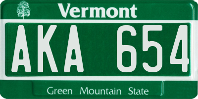 VT license plate AKA654