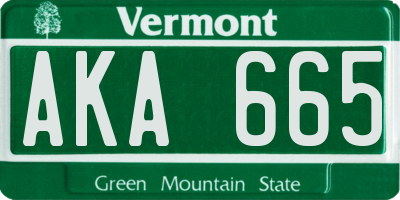 VT license plate AKA665