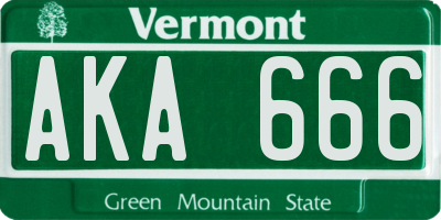 VT license plate AKA666