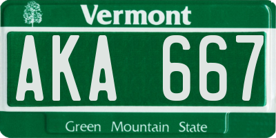 VT license plate AKA667