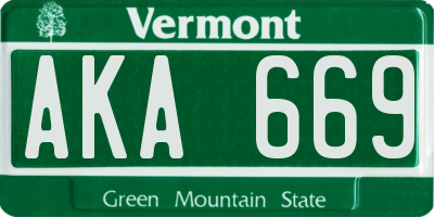 VT license plate AKA669