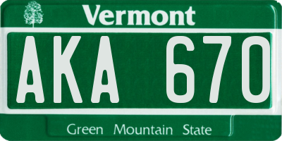 VT license plate AKA670