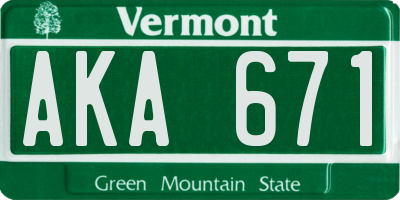 VT license plate AKA671