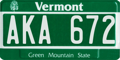 VT license plate AKA672
