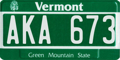 VT license plate AKA673