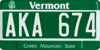 VT license plate AKA674