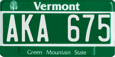 VT license plate AKA675