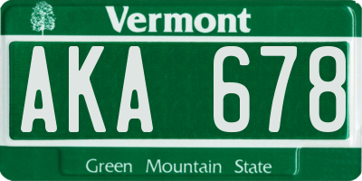 VT license plate AKA678