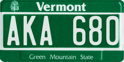 VT license plate AKA680