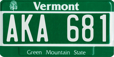 VT license plate AKA681
