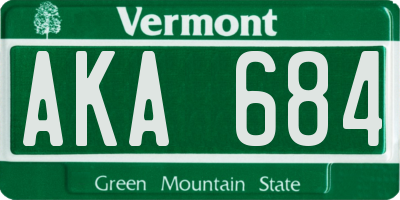 VT license plate AKA684