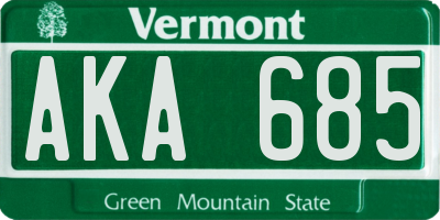 VT license plate AKA685