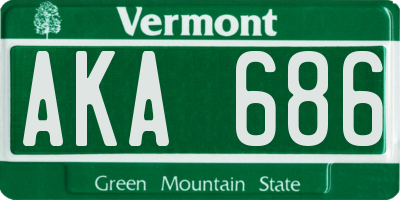 VT license plate AKA686