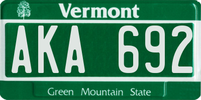 VT license plate AKA692