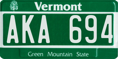 VT license plate AKA694