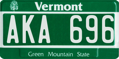 VT license plate AKA696