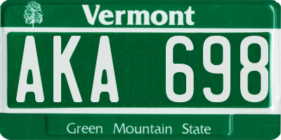 VT license plate AKA698
