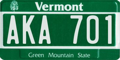 VT license plate AKA701