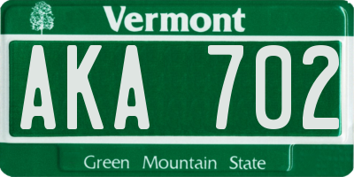 VT license plate AKA702