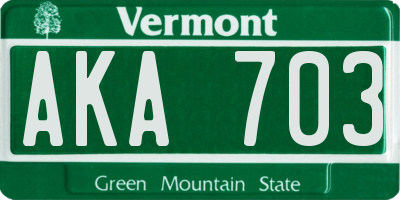 VT license plate AKA703
