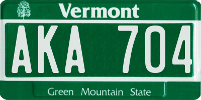VT license plate AKA704
