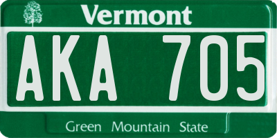 VT license plate AKA705
