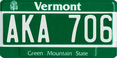 VT license plate AKA706