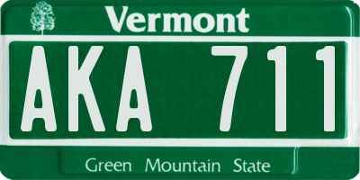 VT license plate AKA711