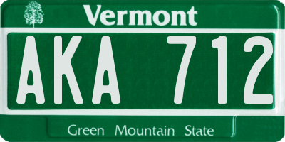 VT license plate AKA712