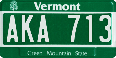 VT license plate AKA713