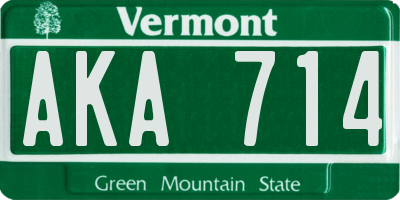 VT license plate AKA714