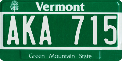 VT license plate AKA715