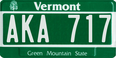 VT license plate AKA717