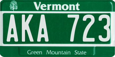 VT license plate AKA723