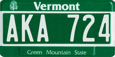 VT license plate AKA724