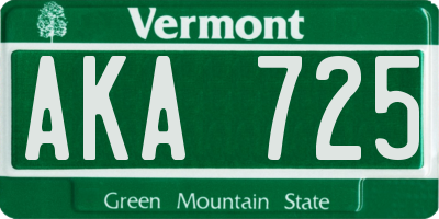 VT license plate AKA725