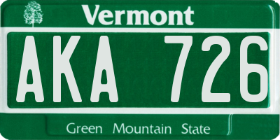 VT license plate AKA726