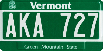 VT license plate AKA727