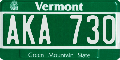 VT license plate AKA730