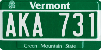 VT license plate AKA731